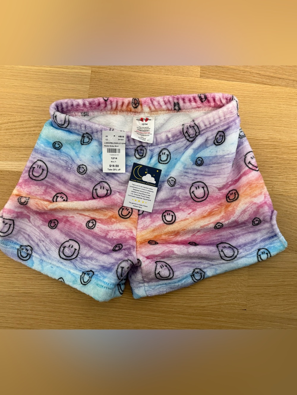 NWT Cozy Denny’s Multicolor Smiley Face Fleece Shorts
